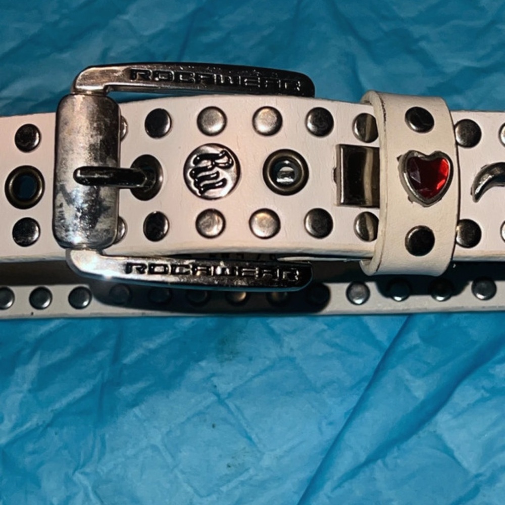 Rocawear - White Studded Leather Belt with Multicolor Accents - Picture 2 of 4